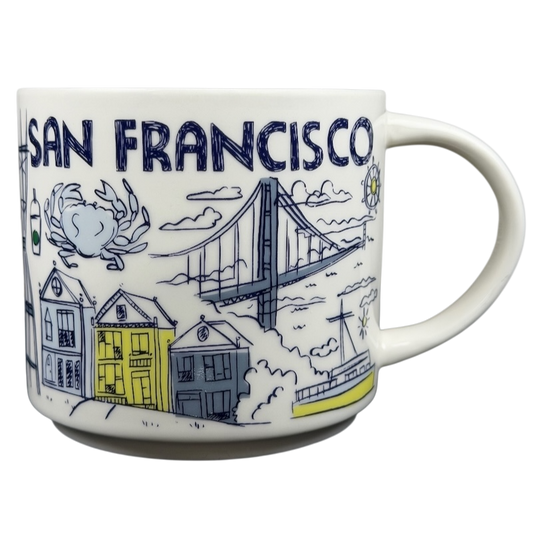Starbucks San Francisco Been There mug featuring iconic landmarks and colorful houses