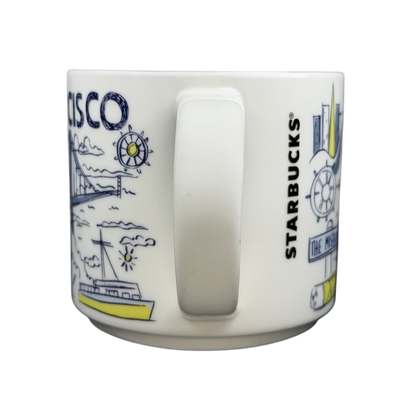 Starbucks San Francisco Been There mug featuring iconic city landmarks and colorful designs