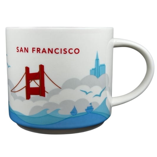 Starbucks San Francisco You Are Here mug featuring the Golden Gate Bridge and city skyline