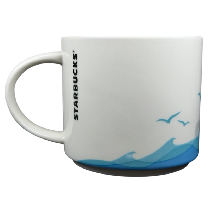 Starbucks San Francisco You Are Here mug with blue wave and bird designs for coffee lovers
