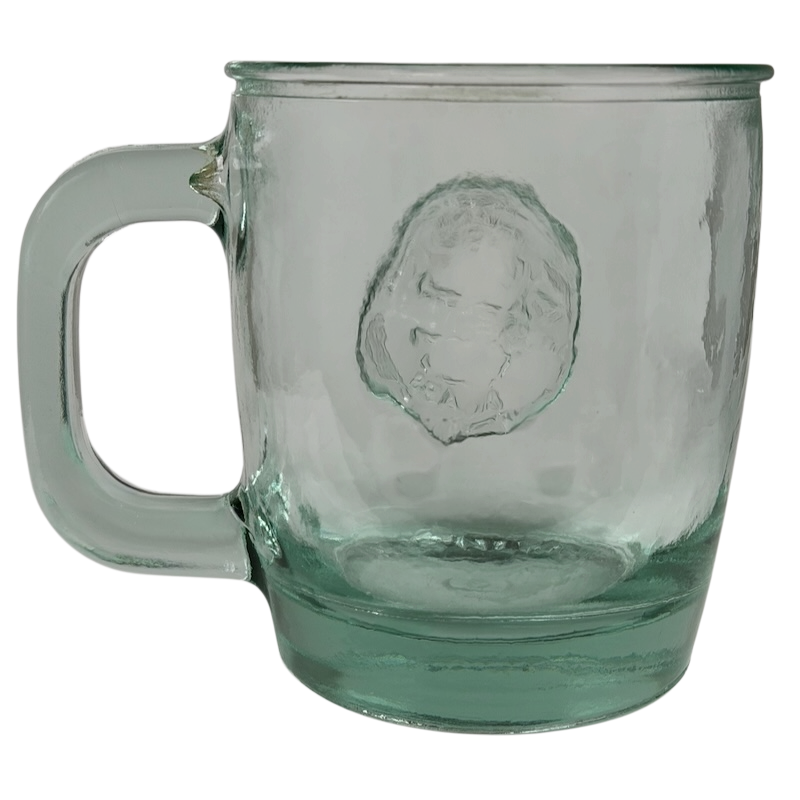 Starbucks San Miguel recycled green glass mug featuring a textured design and sturdy handle