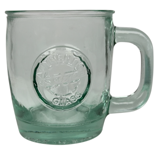 Starbucks San Miguel recycled green glass mug with embossed logo for eco-friendly coffee lovers