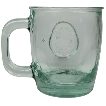 Starbucks San Miguel recycled green glass mug with a sturdy handle and elegant design