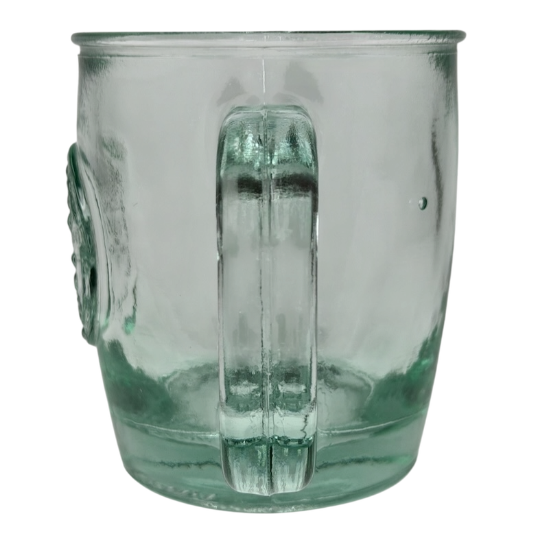 Starbucks San Miguel recycled green glass mug with a unique design and sturdy handle