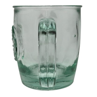 Starbucks San Miguel recycled green glass mug with a unique design and sturdy handle