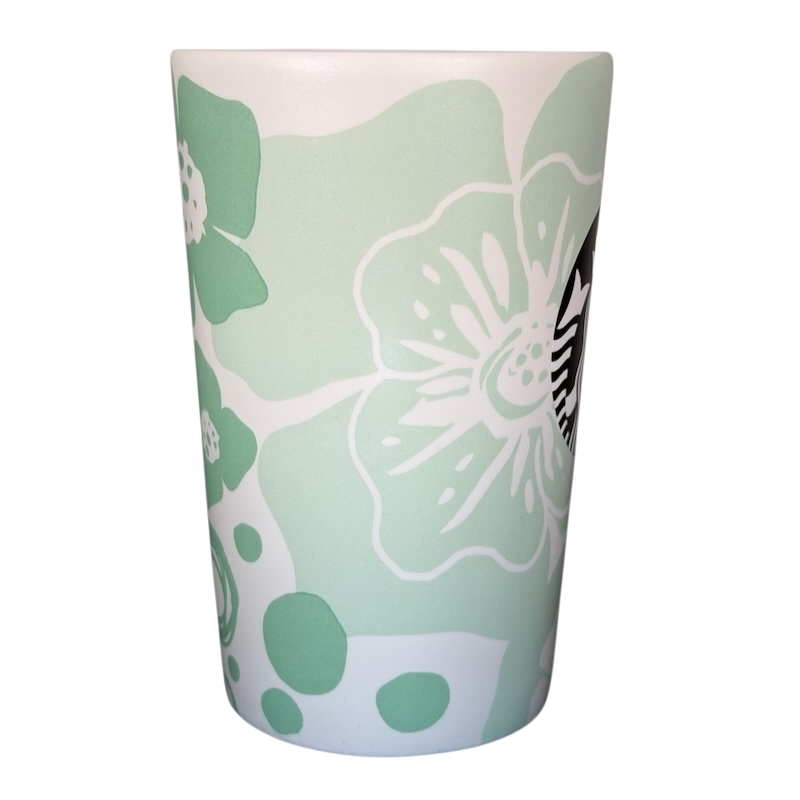 Starbucks Siren Mint Green vintage Mug featuring floral designs and a sleek shape