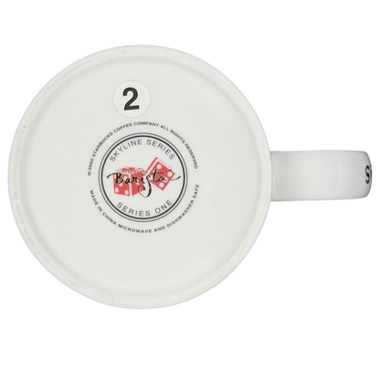 Bottom view of Starbucks Skyline Series Barista Series One Las Vegas Mug with unique logo detail