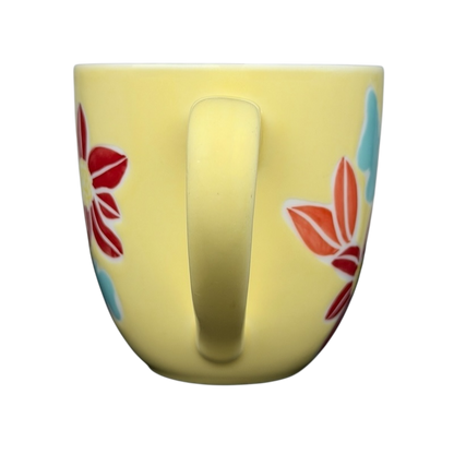 Starbucks spring butterfly vintage mug in yellow with floral designs for seasonal beverages