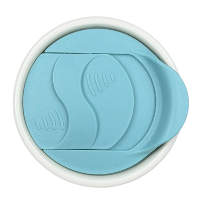 Top view of the Spring Vibrant Floral Tumbler 2016 Starbucks with a light blue lid and sip opening
