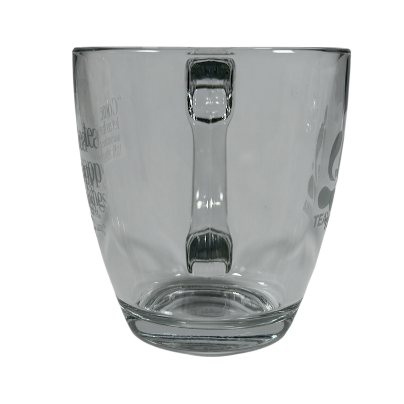 Starbucks Teavana Come Let Us Have Some Tea glass mug. Clear glass cup with integrated handle