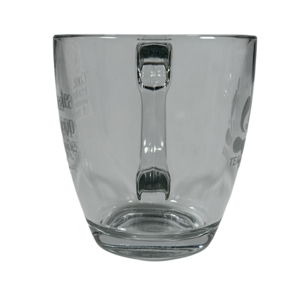 Starbucks Teavana Come Let Us Have Some Tea glass mug. Clear glass cup with integrated handle