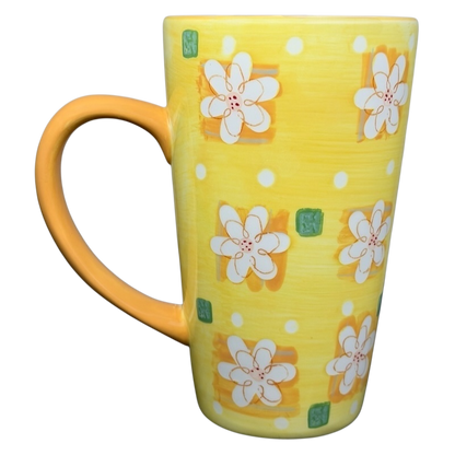 Bright yellow Summer Daisy Latte Mug Starbucks featuring floral design and polka dots