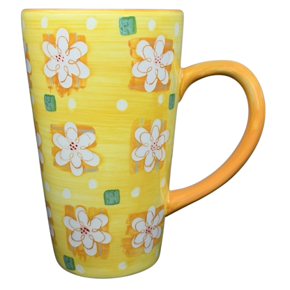 Summer Daisy Latte Mug Starbucks with a bright yellow floral design and polka dots
