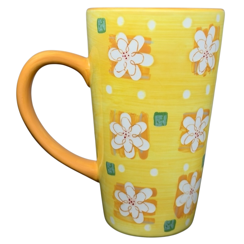 Summer Daisy Latte Mug Starbucks with a bright yellow design featuring flowers and polka dots