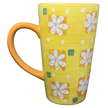 Summer Daisy Latte Mug Starbucks with a bright yellow design featuring flowers and polka dots
