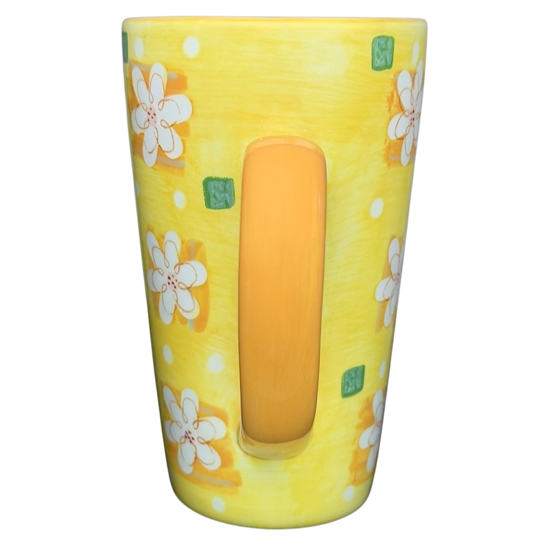 Cheerful yellow Summer Daisy Latte Mug Starbucks with floral design and a comfortable handle