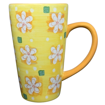 Bright yellow Summer Daisy Latte Mug Starbucks with floral design and polka dots for seasonal drinks