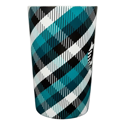 Teal plaid Starbucks siren collectible mug featuring a stylish geometric design for coffee lovers