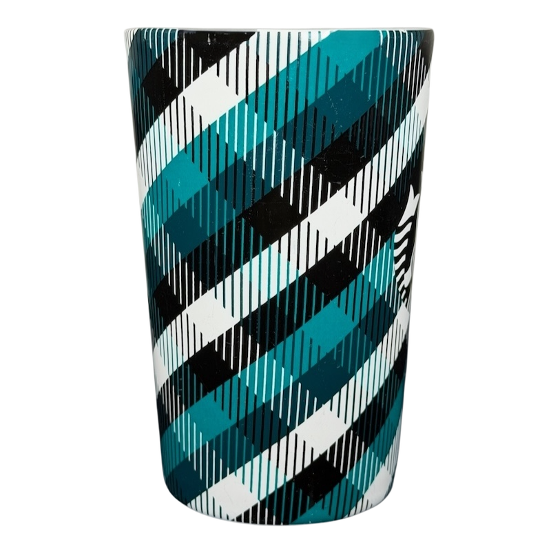 Teal Plaid Starbucks Siren collectible mug featuring a stylish geometric design