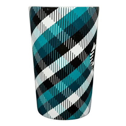 Teal Plaid Starbucks Siren collectible mug featuring a stylish geometric design