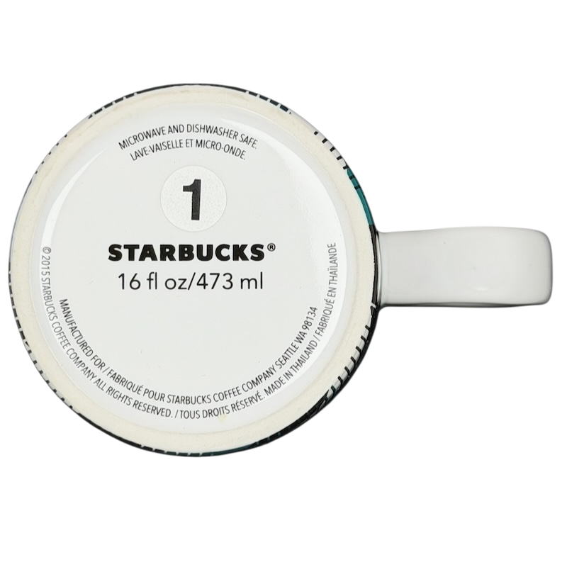 Teal plaid Starbucks siren collectible mug featuring a classic design and 16 fl oz capacity
