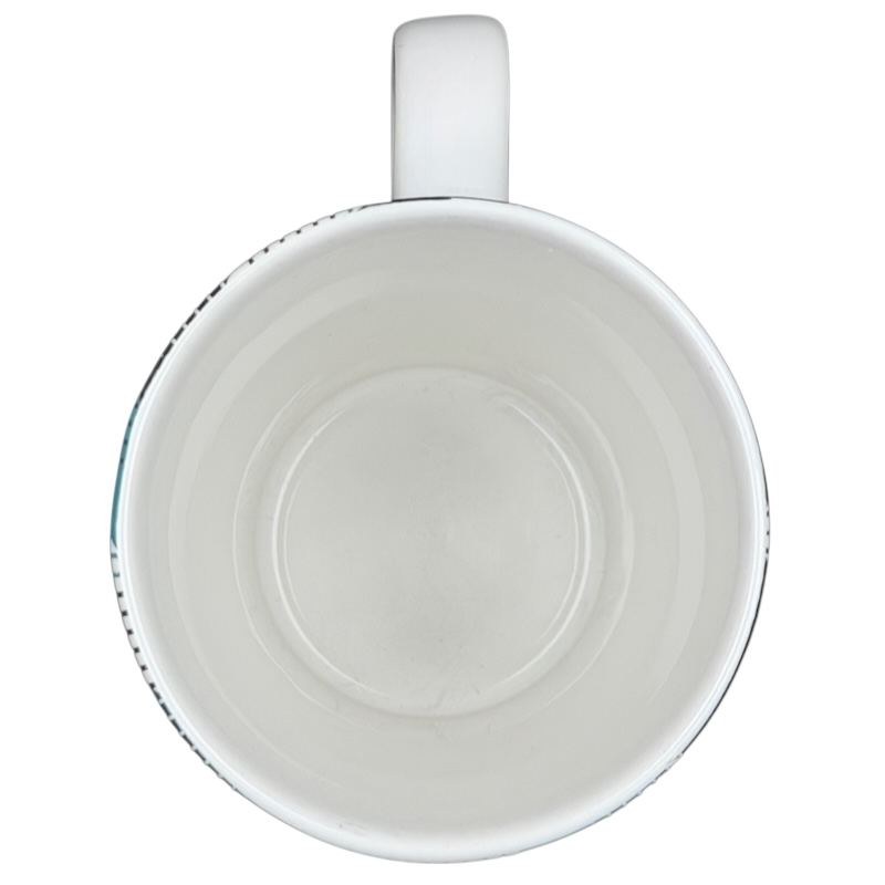 Inside view of teal plaid Starbucks siren collectible mug showcasing a smooth surface and elegant design