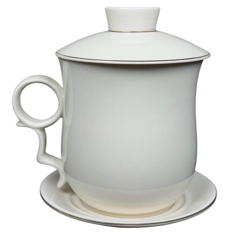 Elegant white Enchanted Butterfly Mug Starbucks Teavana with a matching saucer for tea lovers