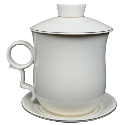 Elegant white Enchanted Butterfly Mug Starbucks Teavana with a matching saucer for tea lovers