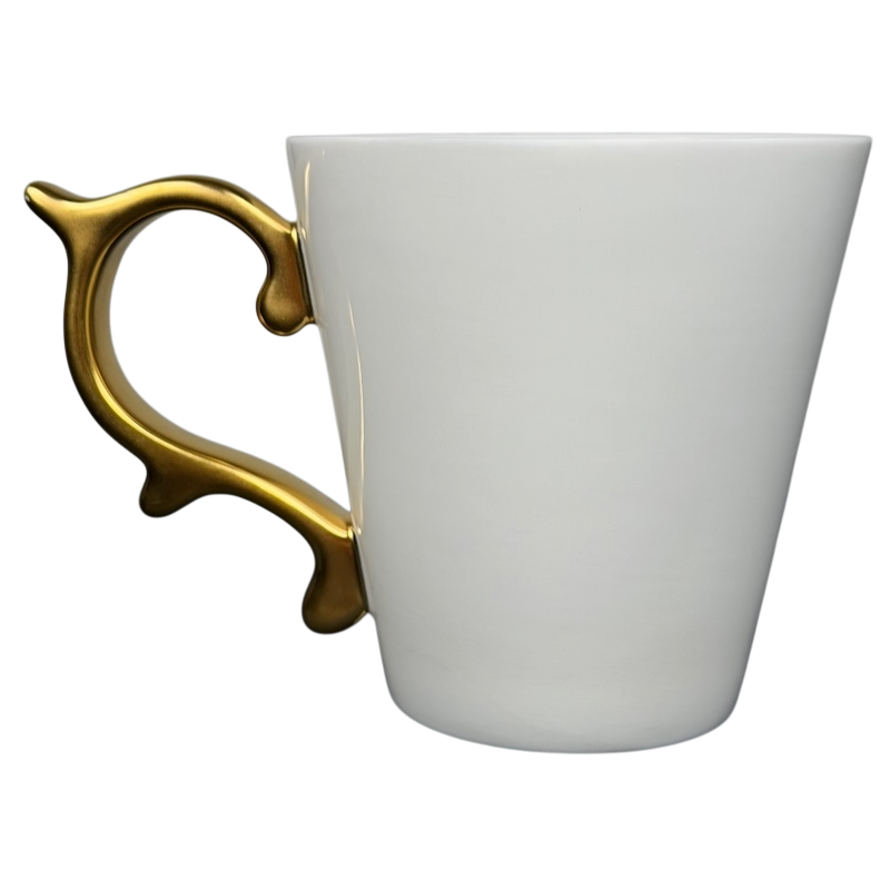 Rococo Baroque Gold Handle White Mug Starbucks Teavana with elegant design and unique handle