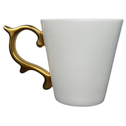 Rococo Baroque Gold Handle White Mug Starbucks Teavana with elegant design and unique handle