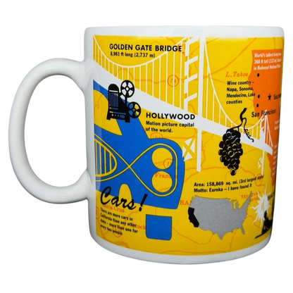Starbucks The Golden State collectible mug featuring iconic California landmarks and vibrant colors