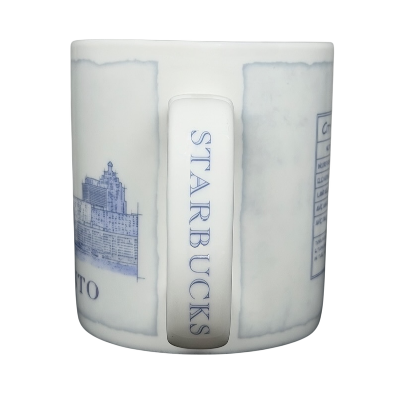 Starbucks Toronto architect series vintage mug featuring iconic architecture and blue design elements