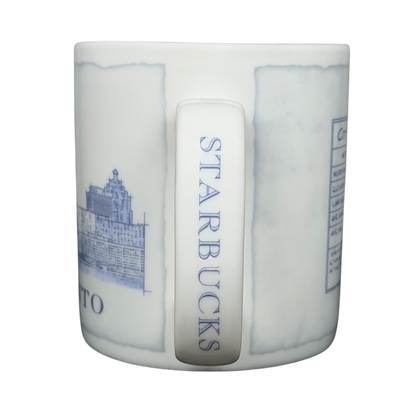 Starbucks Toronto architect series vintage mug featuring iconic architecture and blue design elements
