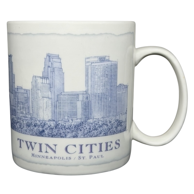 Starbucks Twin Cities Architect vintage mug featuring skyline design of Minneapolis and St Paul