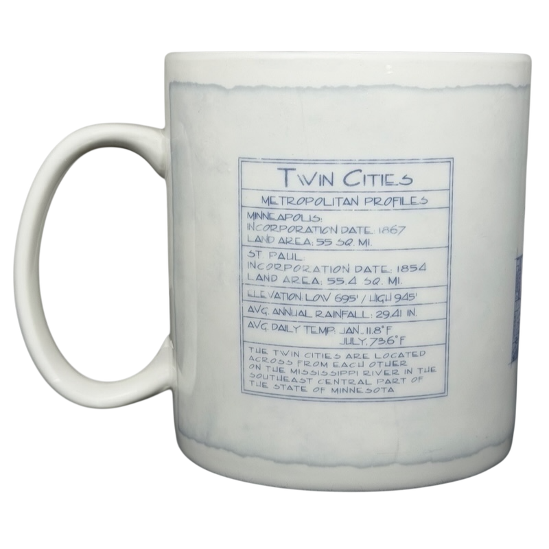 Starbucks Twin Cities Architect vintage mug featuring metropolitan profiles and detailed city information