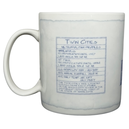 Starbucks Twin Cities Architect vintage mug featuring metropolitan profiles and detailed city information