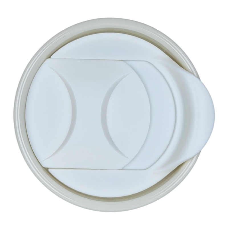 Starbucks Valentine's Day embossed heart tumbler lid showing its sleek design and secure closure