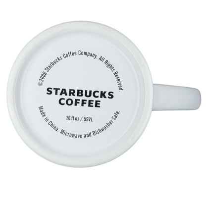 Bottom view of Starbucks Venti Siren white vintage mug showcasing logo and details