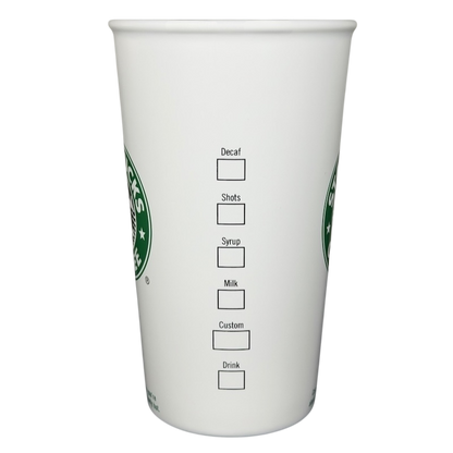 Starbucks Venti Siren white vintage mug featuring a classic design and measurement markings