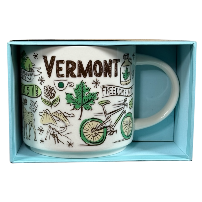 Starbucks Vermont mug Been There Series ceramic coffee cup with Vermont-themed illustrations