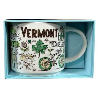 Starbucks Vermont mug Been There Series ceramic coffee cup with Vermont-themed illustrations