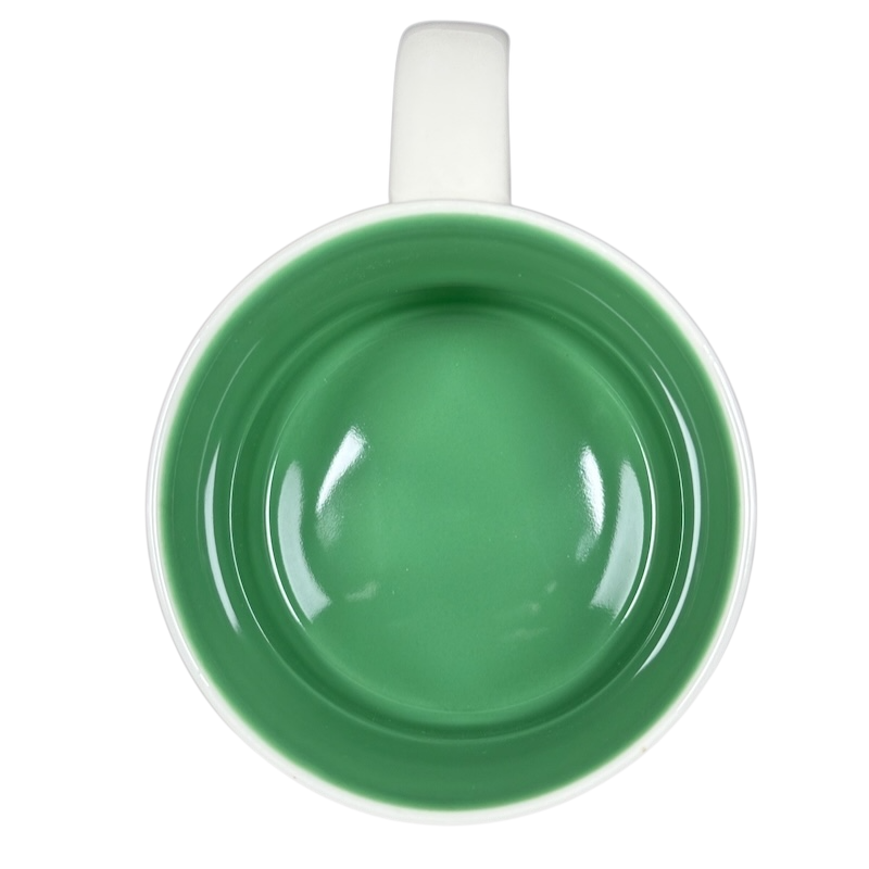 Top view of Starbucks Vermont mug Been There Series with green interior and white handle