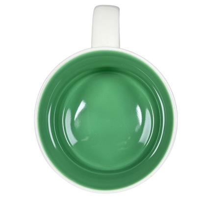 Top view of Starbucks Vermont mug Been There Series with green interior and white handle