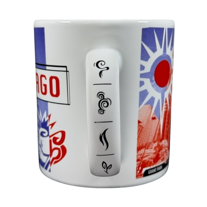vintage Starbucks 1999 collectible Chicago mug white ceramic with red blue skyline Grant Park graphics and icon handle
