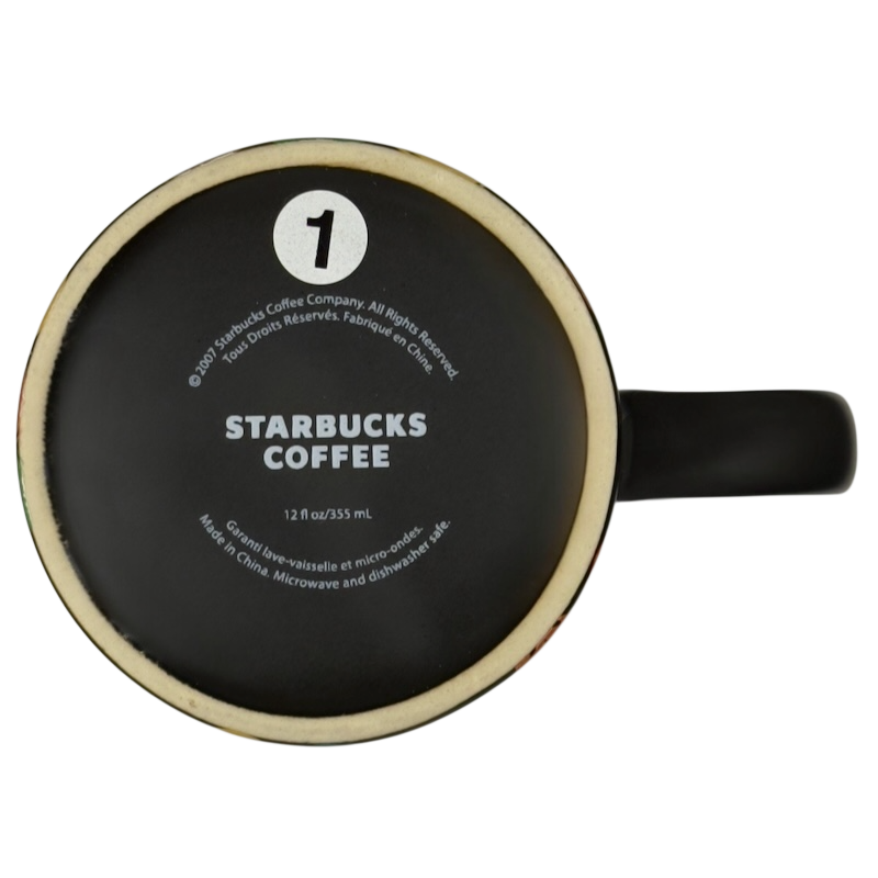 vintage Starbucks Halloween pumpkin mug underside showing Starbucks Coffee logo 12 fl oz marking and handle