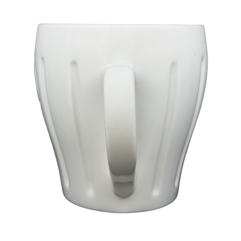 Vintage Starbucks white siren ribbed mug with a distinctive ribbed design and a comfortable handle