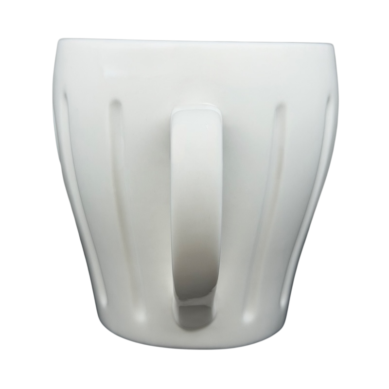 Vintage Starbucks white siren ribbed mug with a sleek handle and ribbed design for a classic look