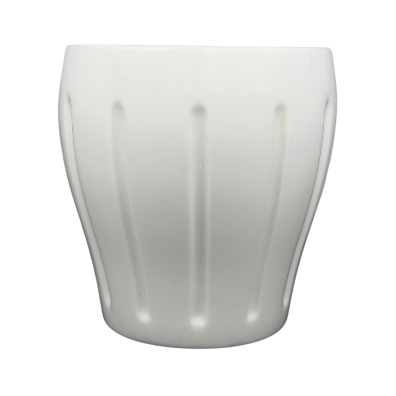 Vintage Starbucks white siren ribbed mug with a sleek curved design for coffee lovers