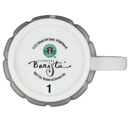 Vintage Starbucks white siren ribbed mug with a curved handle and smooth finish