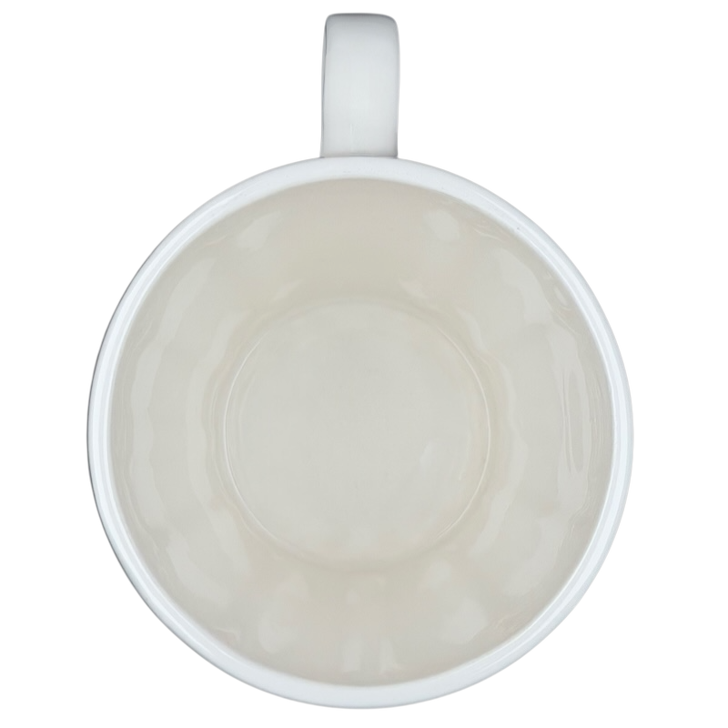 Vintage Starbucks white siren ribbed mug features a smooth interior with a classic design